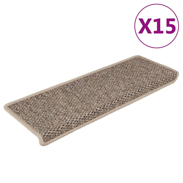 Covorașe Scări Autoadezive, 15 Buc. 65X21X4 Cm, Sisal
