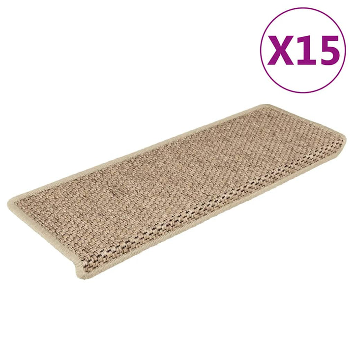Covorașe Scări Autoadezive, 15 Buc. 65X21X4 Cm, Sisal