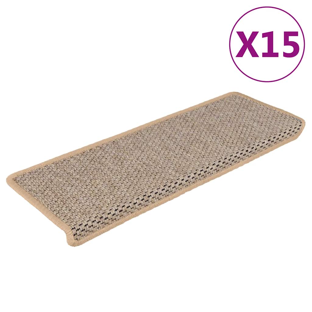Covorașe Scări Autoadezive, 15 Buc. 65X21X4 Cm, Sisal