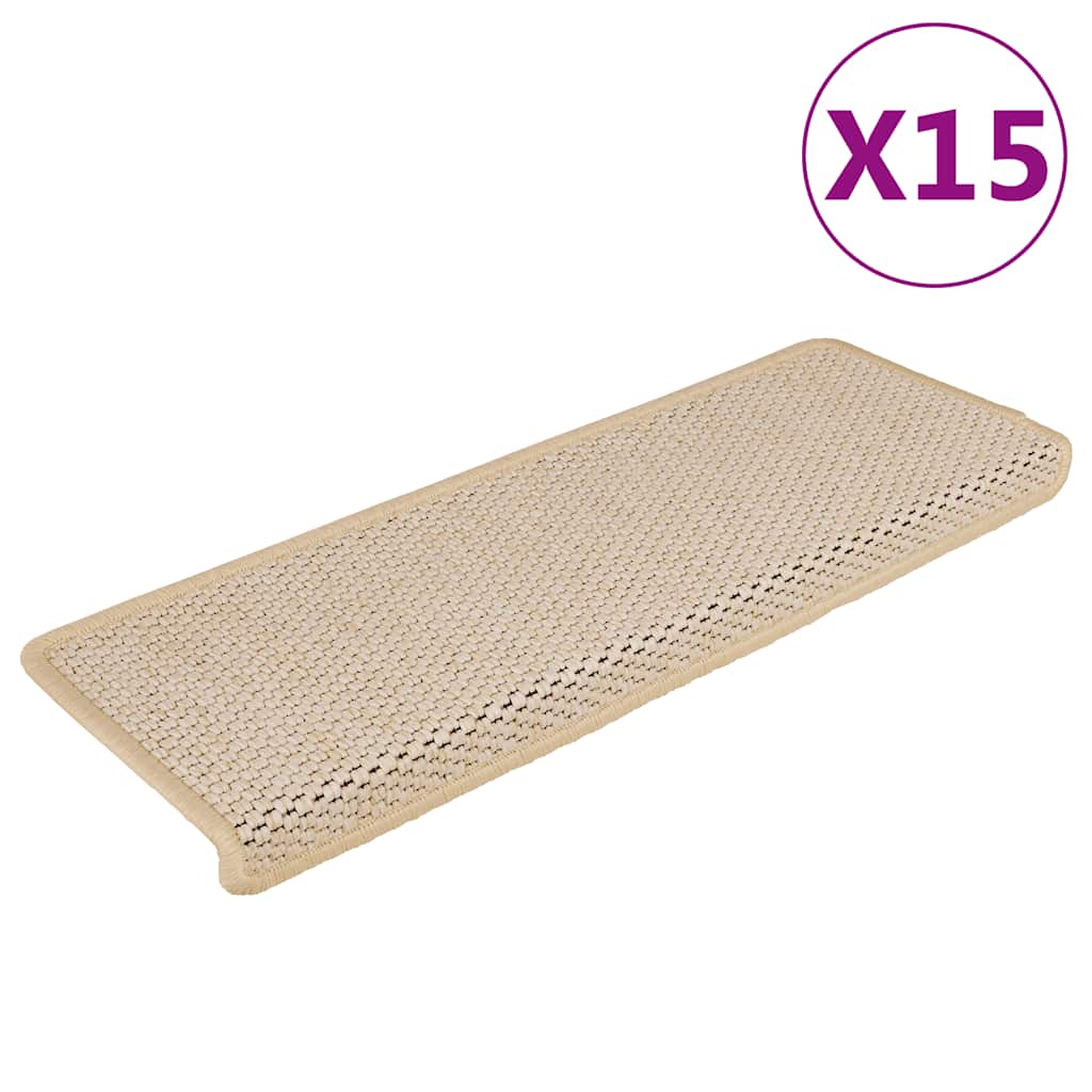 Covorașe Scări Autoadezive, 15 Buc. 65X21X4 Cm, Sisal
