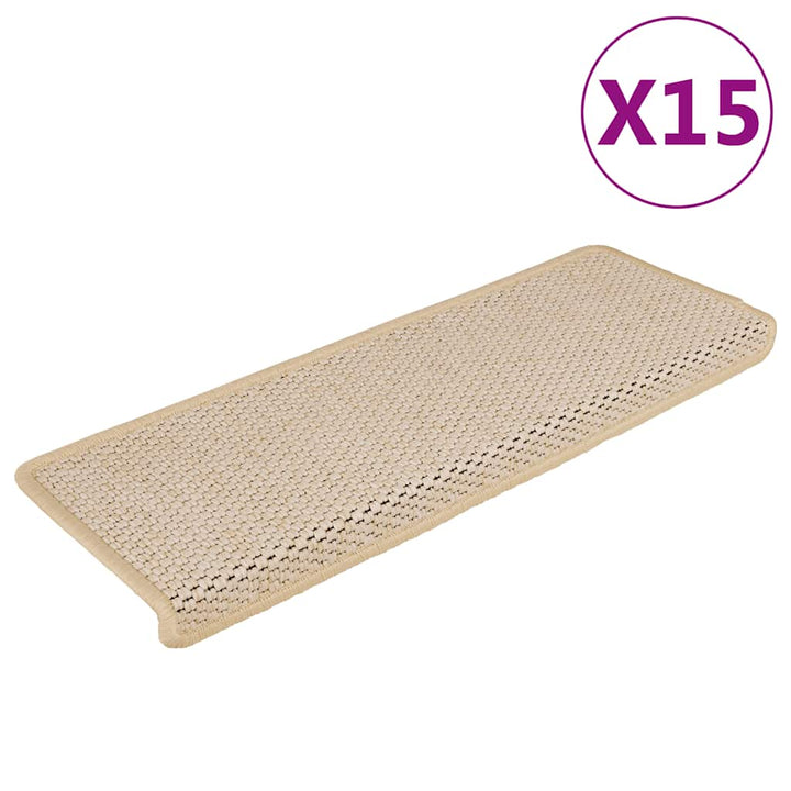 Covorașe Scări Autoadezive, 15 Buc. 65X21X4 Cm, Sisal