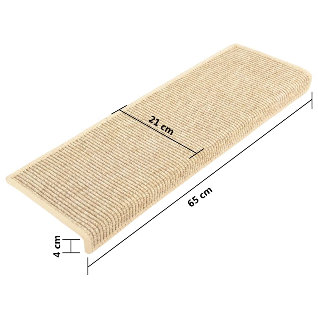 Covorașe Scări Autoadezive 15 Buc. 65X21X4Cm Sisal