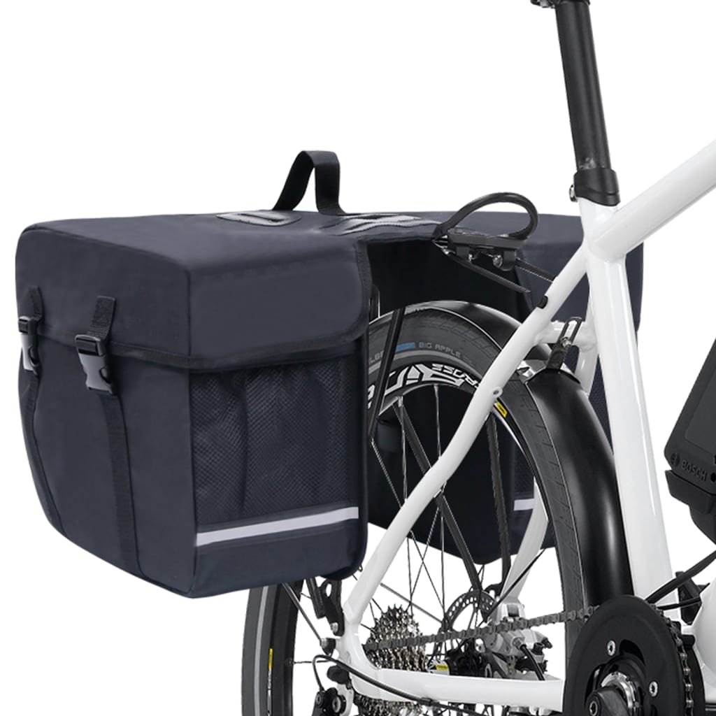 Geantă De Bicicletă Dublă Pentru Suport Coș, Negru, 35 L