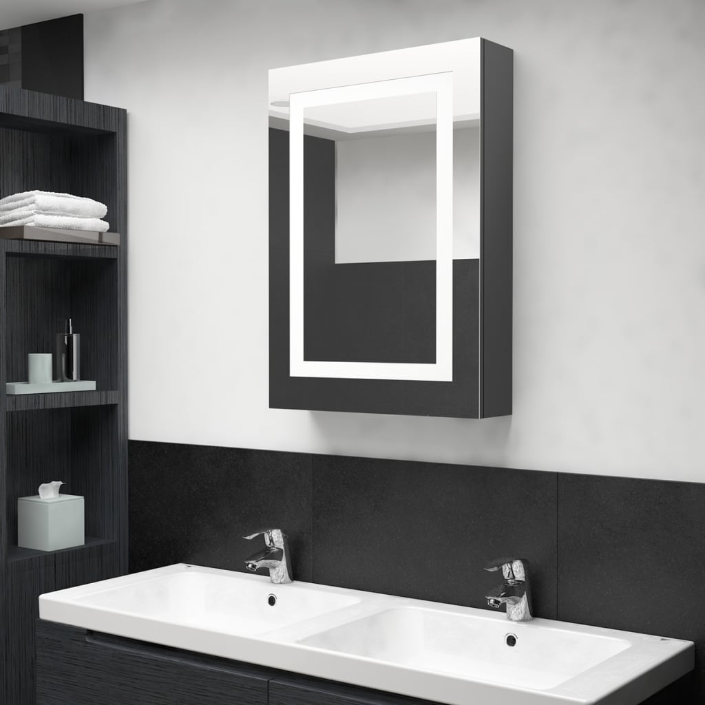 Dulap De Baie Cu Oglindă Și Led, , 50X13X70 Cm