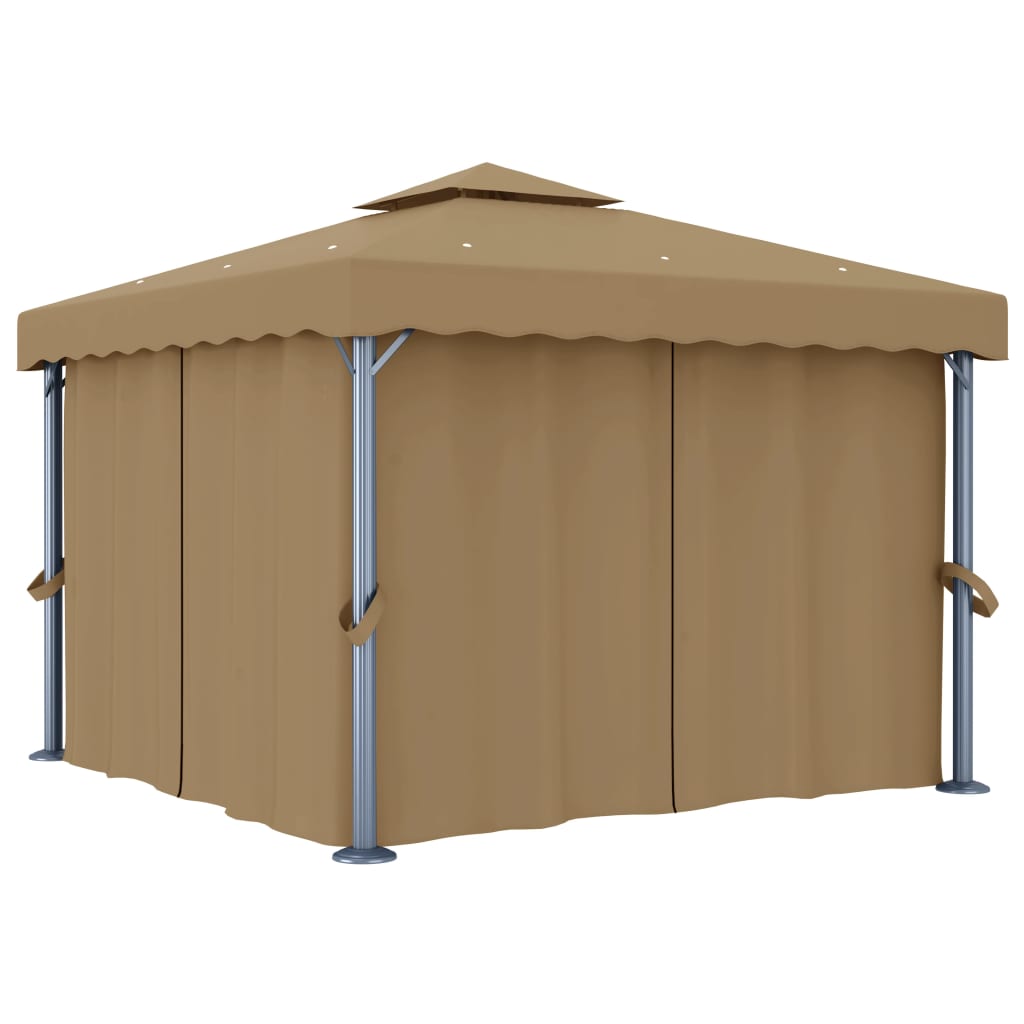 Pavilion Cu Perdea, Gri Taupe, 3X3 M, Aluminiu