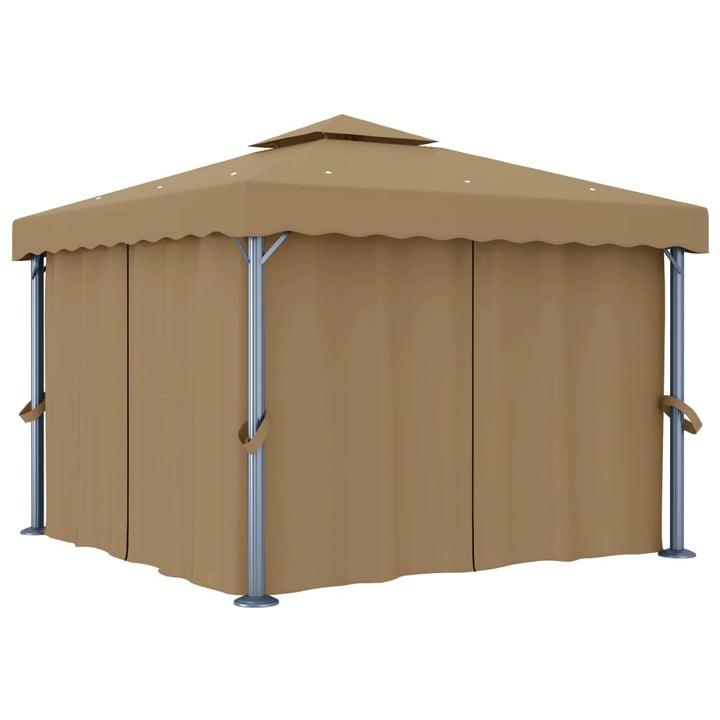 Pavilion Cu Perdea, Gri Taupe, 3X3 M, Aluminiu