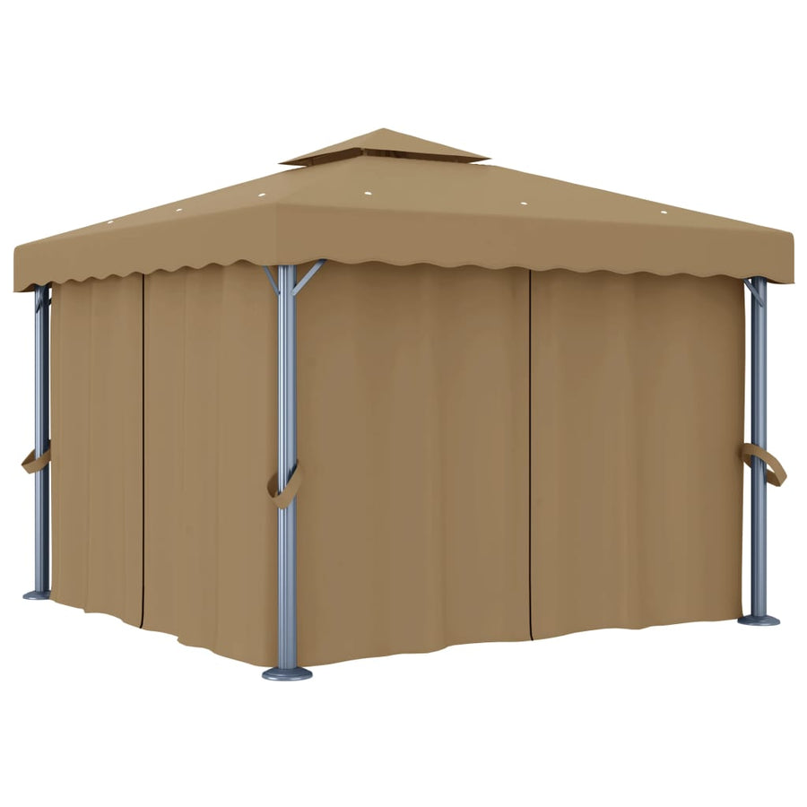 Pavilion Cu Perdea, Gri Taupe, 3X3 M, Aluminiu