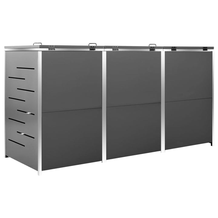 Magazie Pentru Trei Pubele, 207X77,5X112,5 Cm, Oțel Inoxidabil