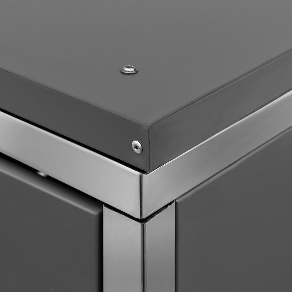 Magazie Pentru Trei Pubele, 207X77,5X112,5 Cm, Oțel Inoxidabil