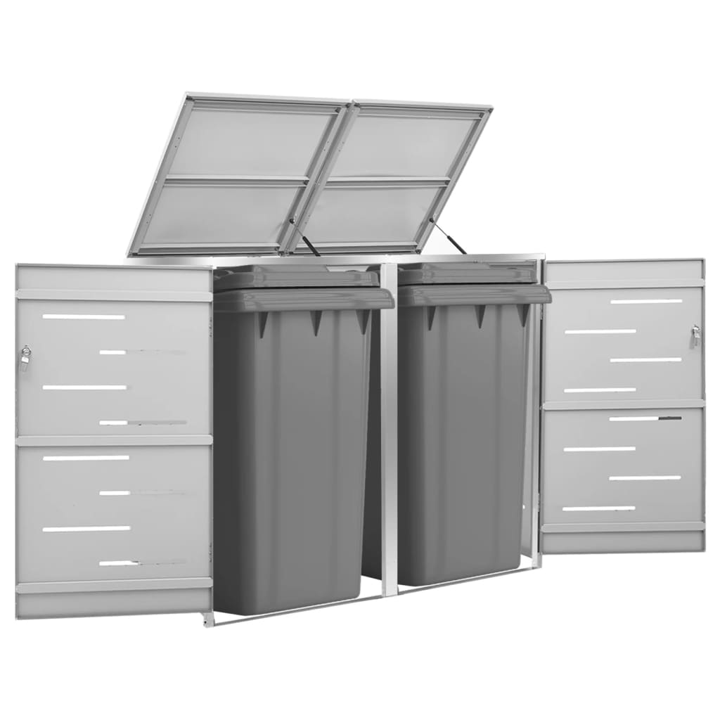 Magazie Pentru Trei Pubele, 207X77,5X112,5 Cm, Oțel Inoxidabil