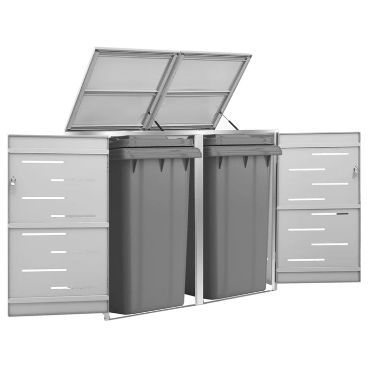 Magazie Pentru Trei Pubele, 207X77,5X112,5 Cm, Oțel Inoxidabil