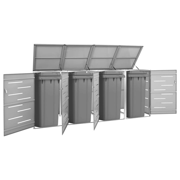 Magazie Pentru Trei Pubele, 207X77,5X112,5 Cm, Oțel Inoxidabil