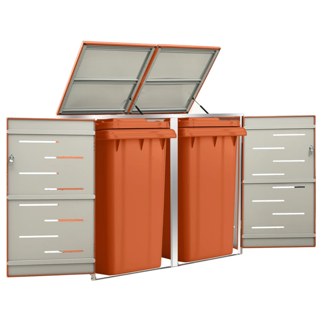 Magazie Pentru Trei Pubele, 207X77,5X112,5 Cm, Oțel Inoxidabil