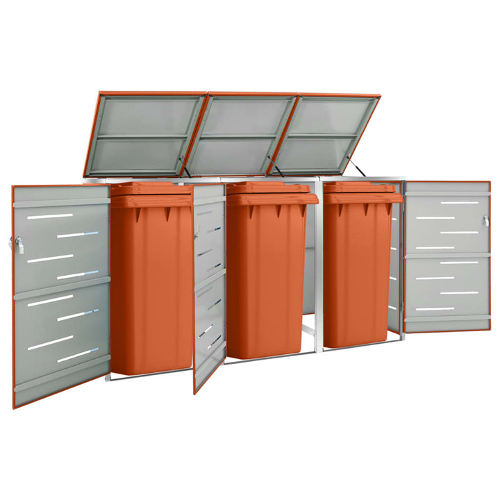 Magazie Pentru Trei Pubele, 207X77,5X112,5 Cm, Oțel Inoxidabil