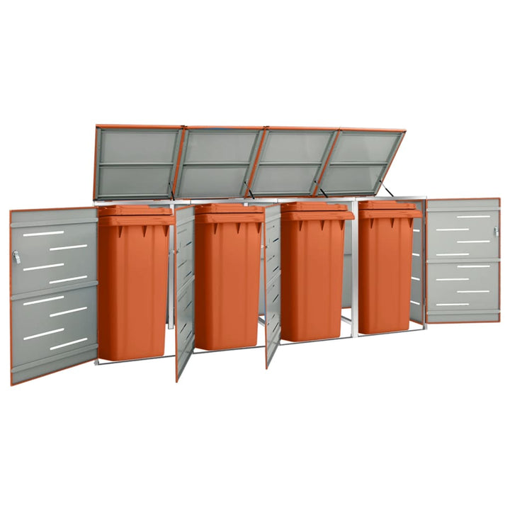 Magazie Pentru Trei Pubele, 207X77,5X112,5 Cm, Oțel Inoxidabil
