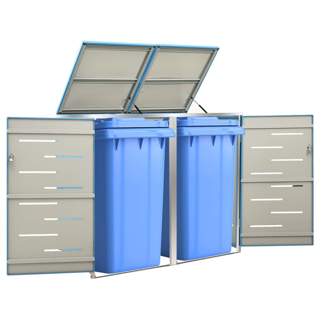 Magazie Pentru Trei Pubele, 207X77,5X112,5 Cm, Oțel Inoxidabil