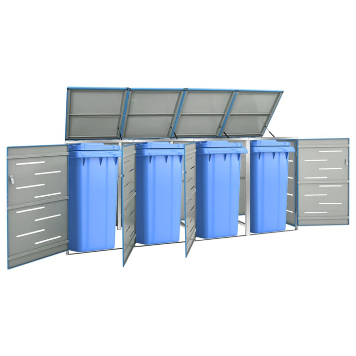 Magazie Pentru Trei Pubele, 207X77,5X112,5 Cm, Oțel Inoxidabil