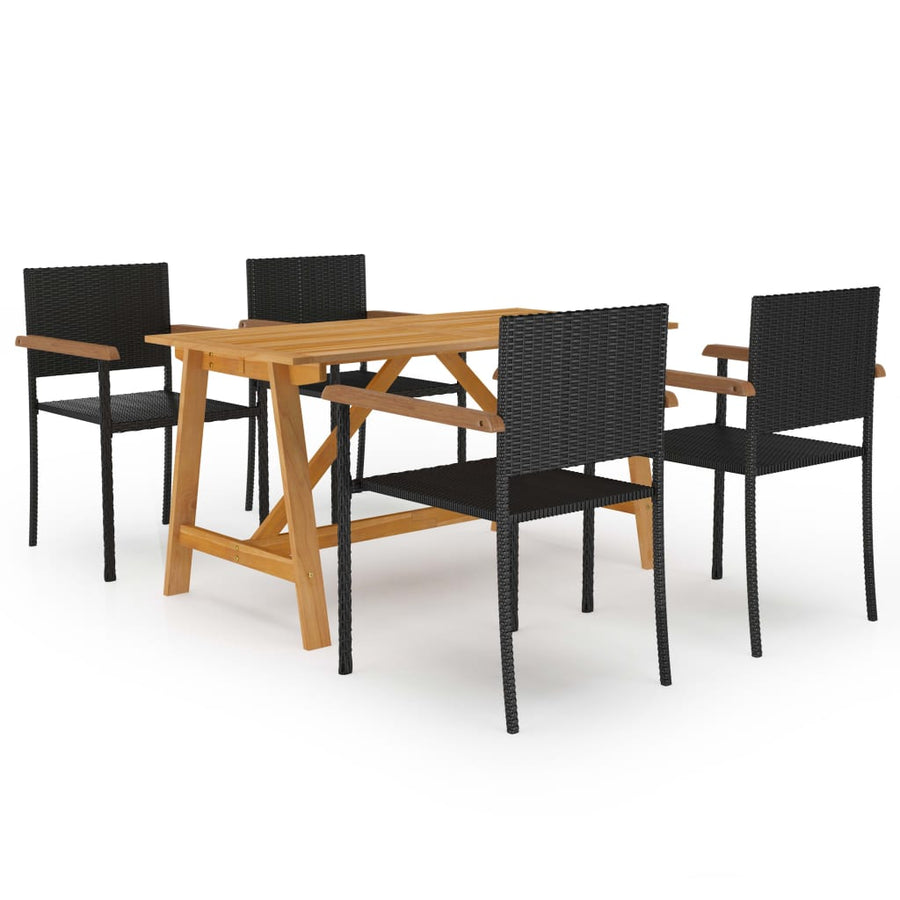Set De Masă Pentru Grădină, 5 Piese, Negru