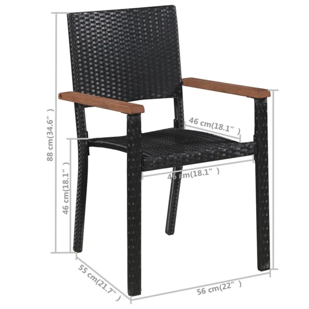 Set De Masă Pentru Grădină, 5 Piese, Negru