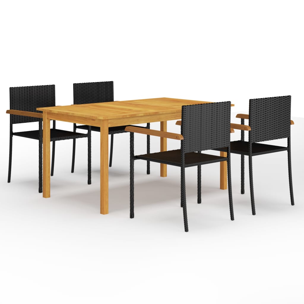 Set Mobilier De Grădină, 7 Piese, Negru