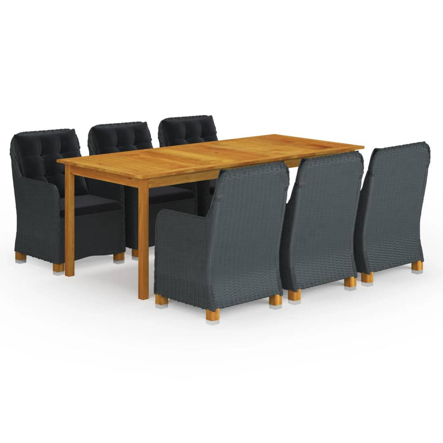 Set Mobilier De Grădină, 7 Piese, Gri Închis