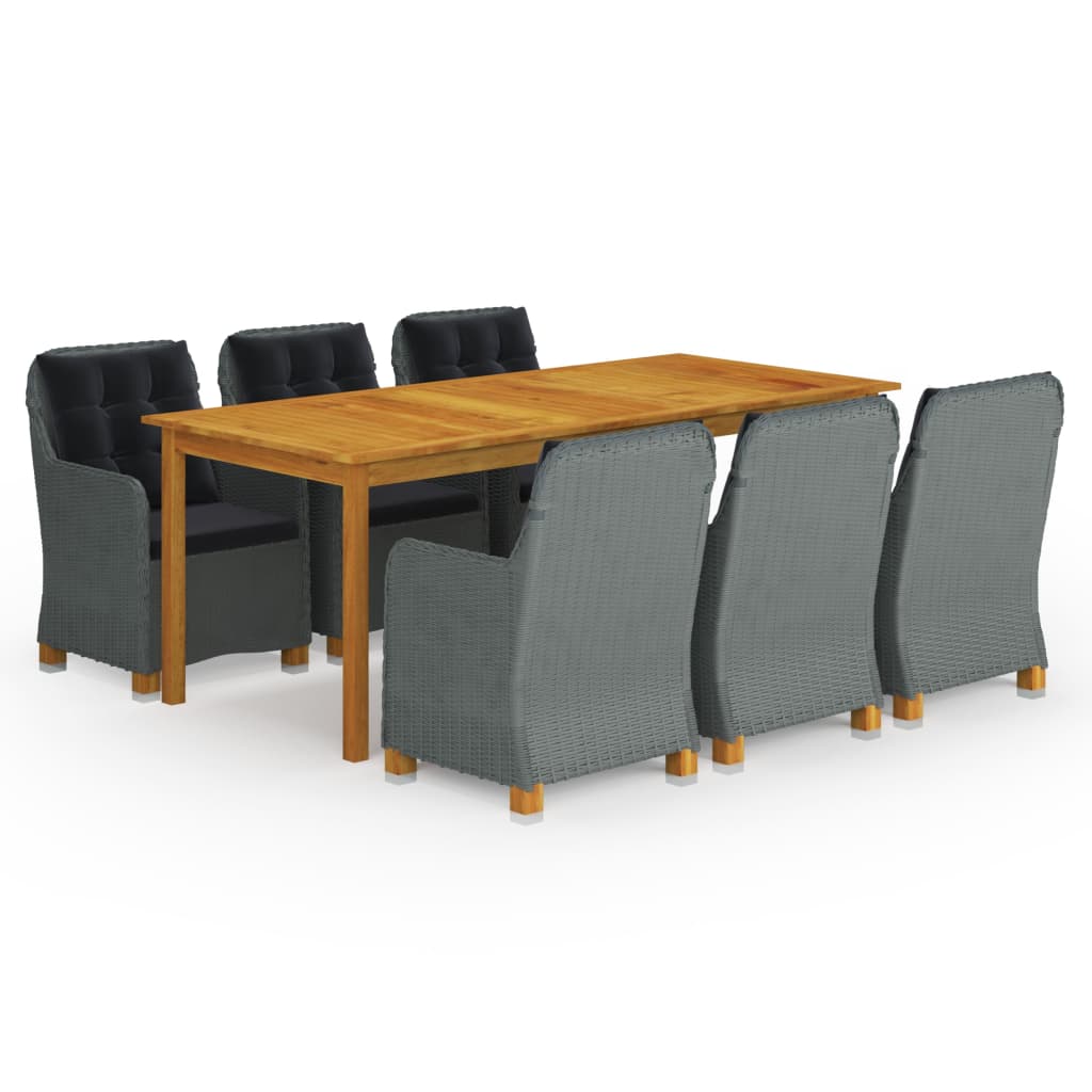 Set Mobilier De Grădină, 7 Piese, Gri Închis