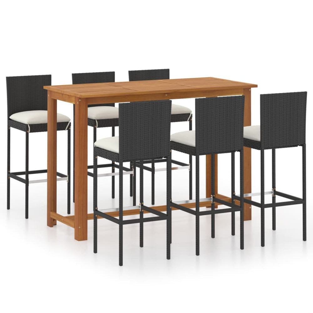 Set Mobilier Bar De Grădină Cu Perne, 7 Piese,