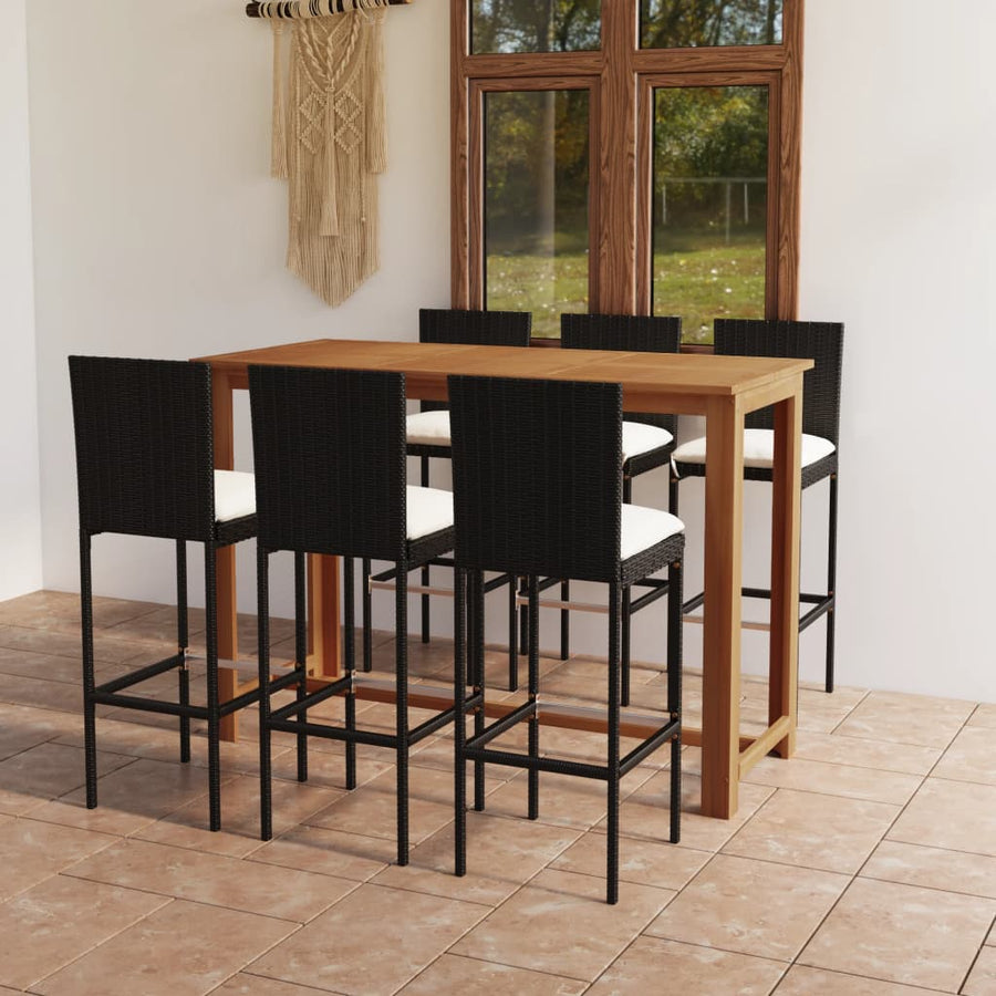 Set Mobilier Bar De Grădină Cu Perne, 7 Piese,