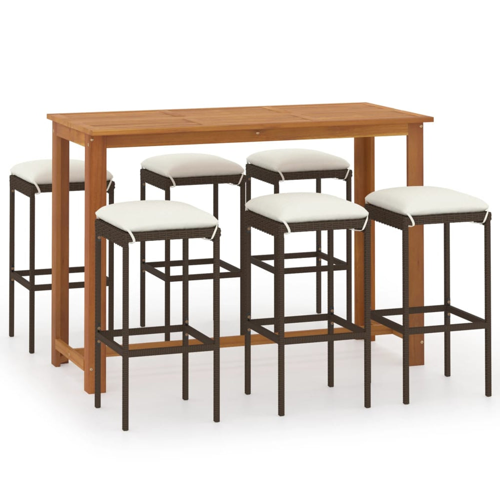 Set Mobilier De Bar De Grădină Cu Perne, 7 Piese,