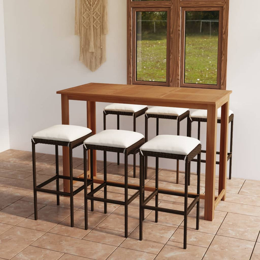 Set Mobilier De Bar De Grădină Cu Perne, 7 Piese,