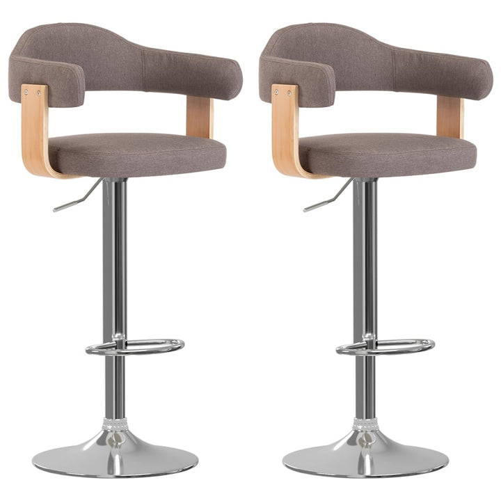 Scaune De Bar 2 Buc. Lemn Curbat Și Material Textil