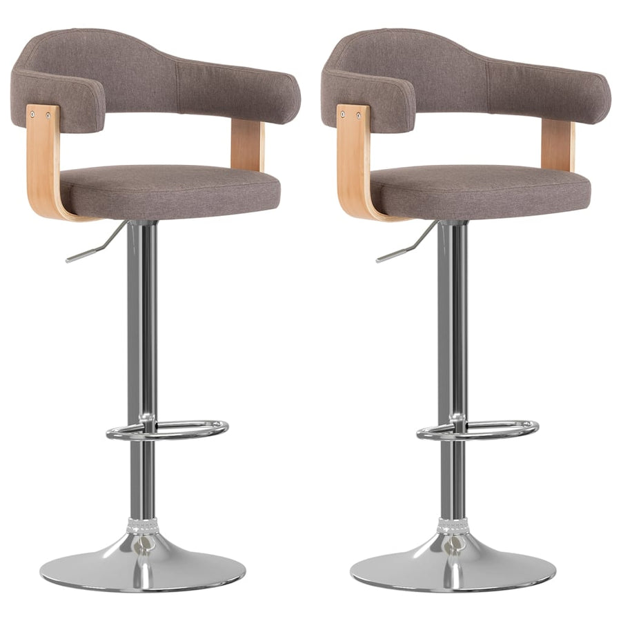 Scaune De Bar 2 Buc. Lemn Curbat Și Material Textil
