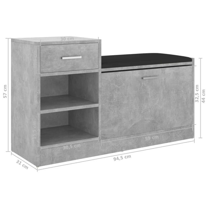 Banchetă Pantofar, , 94,5X31X57 Cm, Lemn Prelucrat