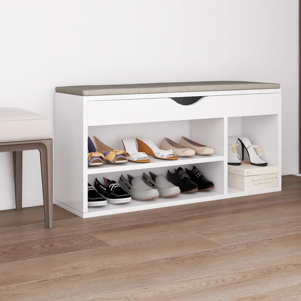 Bancă Pantofar Cu Pernă 104X30X49 Cm, Lemn Prelucrat
