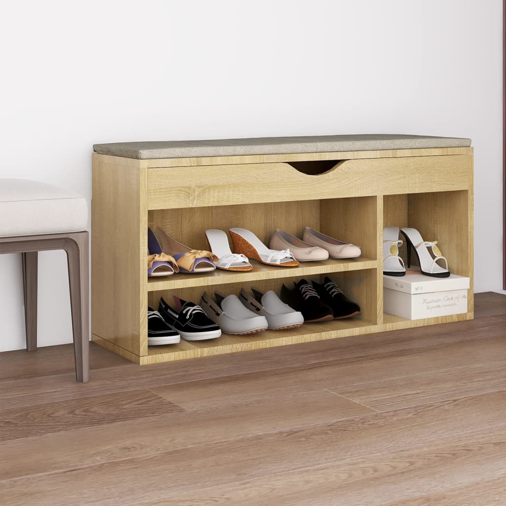 Bancă Pantofar Cu Pernă 104X30X49 Cm, Lemn Prelucrat