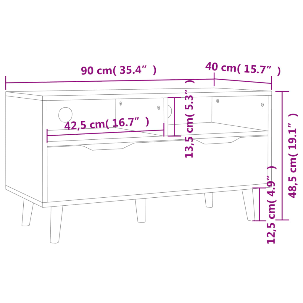 Comodă Tv, , 90X40X48,5 Cm, Lemn Prelucrat