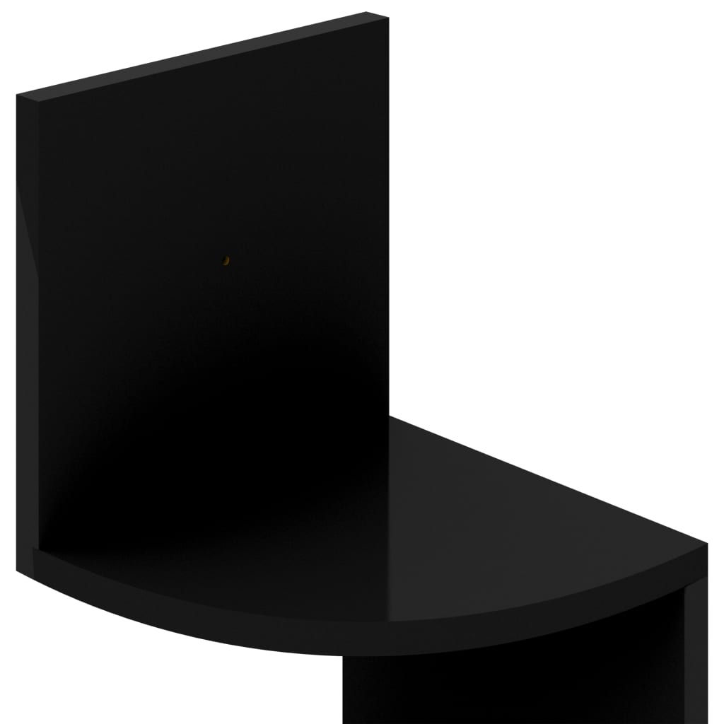 Raft De Perete De Colț Negru Lucios, 19X19X123Cm Lemn Prelucrat
