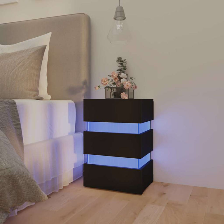 Noptieră Cu Led, Alb/Stejar Sonoma, 45X35X67 Cm, Lemn Prelucrat