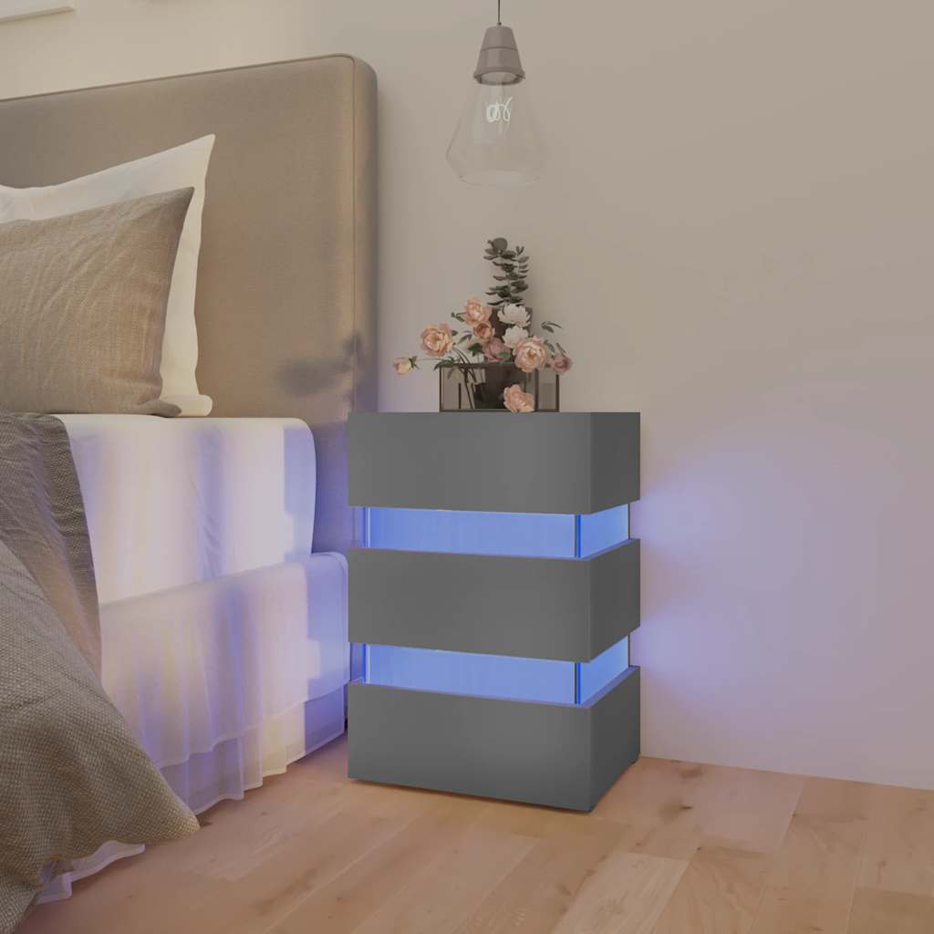 Noptieră Cu Led, Alb/Stejar Sonoma, 45X35X67 Cm, Lemn Prelucrat