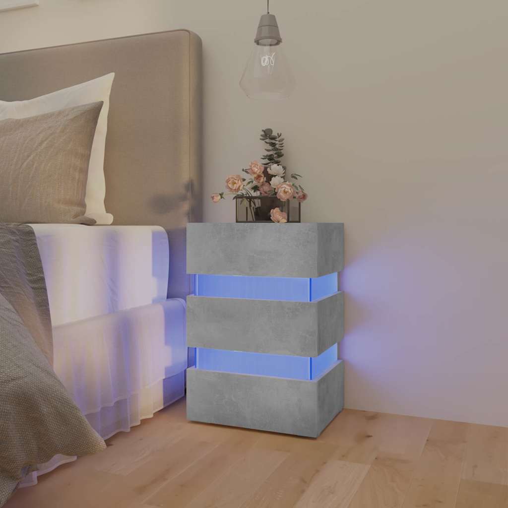 Noptieră Cu Led, Alb/Stejar Sonoma, 45X35X67 Cm, Lemn Prelucrat