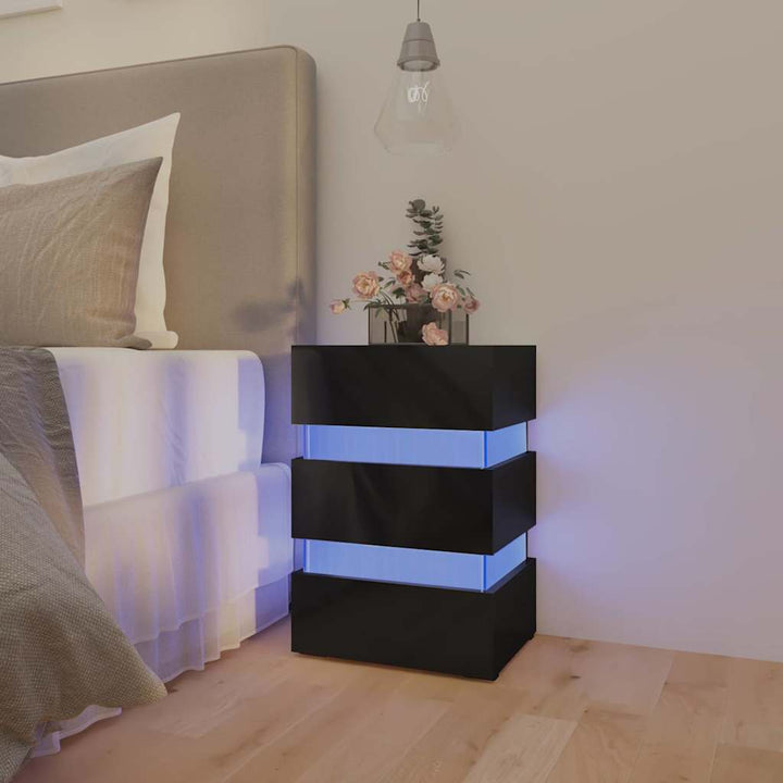 Noptieră Cu Led, Alb/Stejar Sonoma, 45X35X67 Cm, Lemn Prelucrat