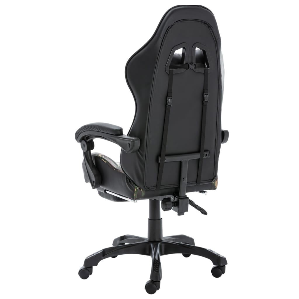 Scaun De Jocuri Cu Taburet, Negru Și Camuflaj, Piele Ecologică