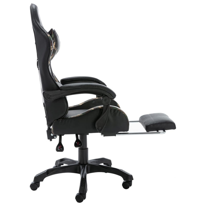 Scaun De Jocuri Cu Taburet, Negru Și Camuflaj, Piele Ecologică