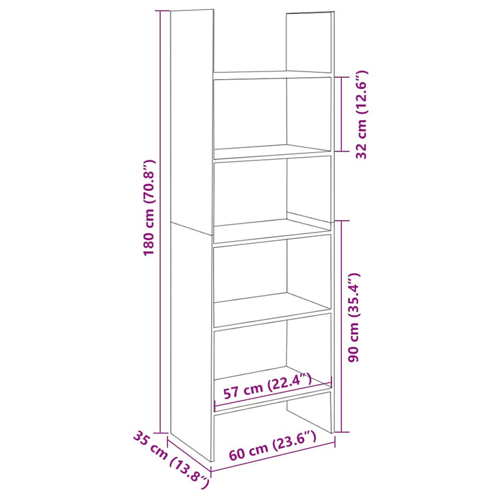 Bibliotecă, , 60X35X180 Cm, Lemn Prelucrat