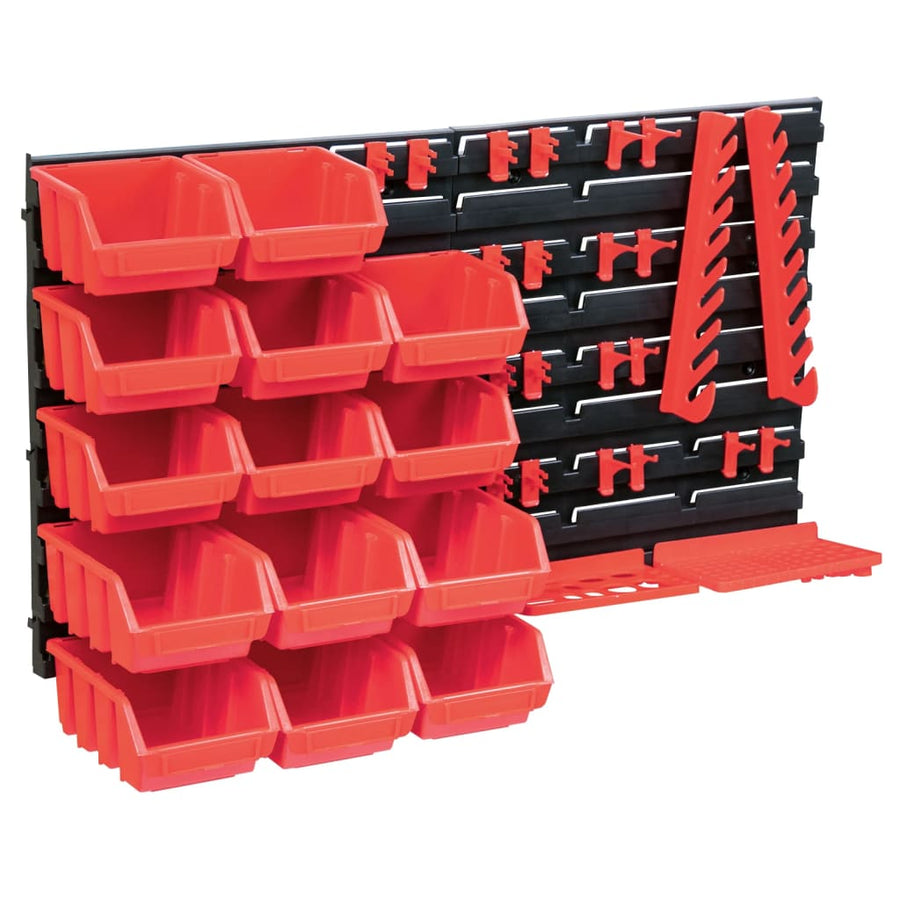 Set Cutii Depozitare 39 Piese Cu Panouri De Perete, Roșu&Negru