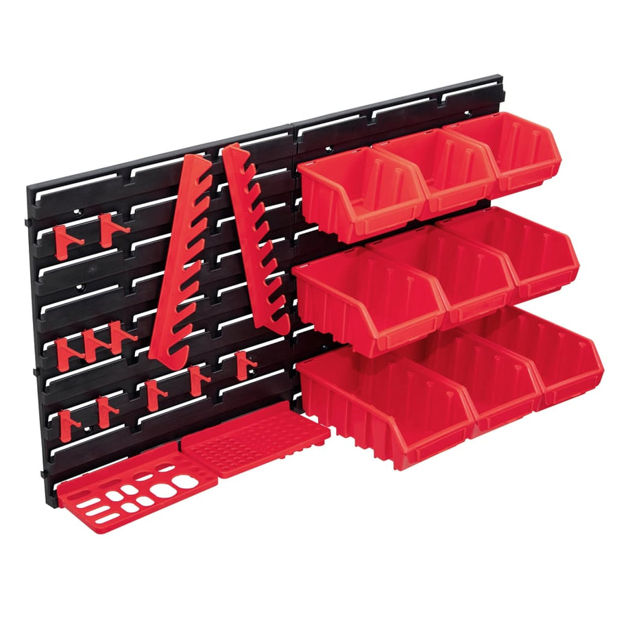 Set Cutii Depozitare 34 Piese Cu Panouri De Perete, Roșu&Negru