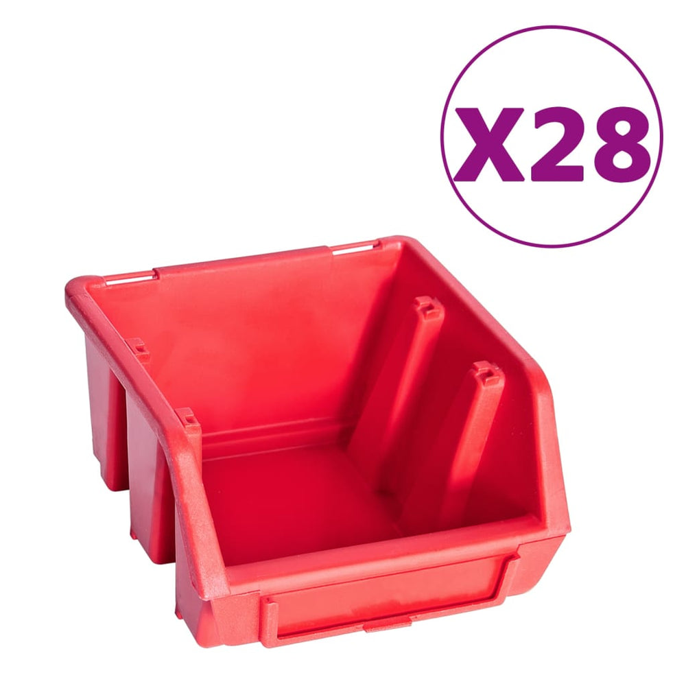 Set Cutii Depozitare 141 Piese Cu Panouri De Perete, Roșu&Negru