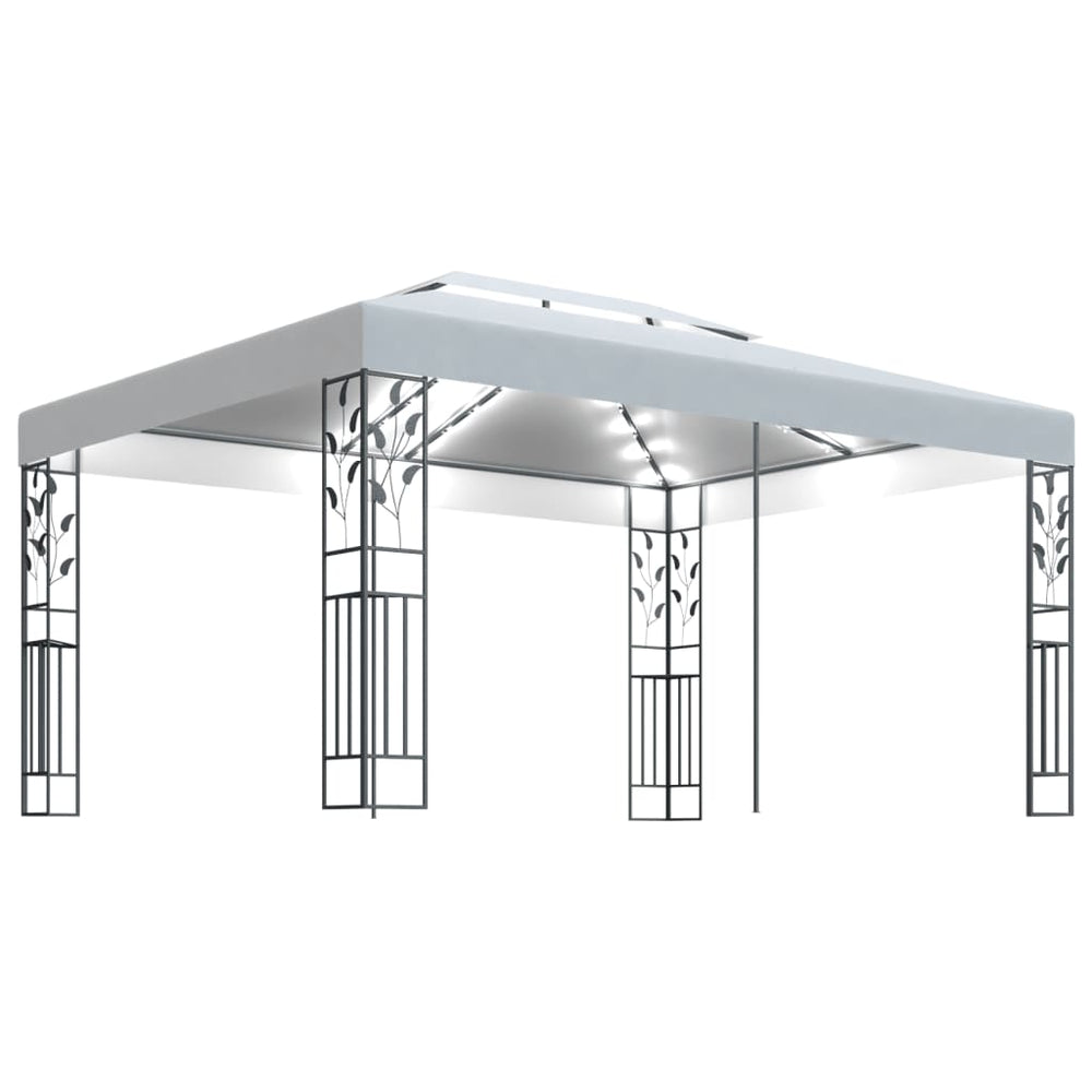 Pavilion Cu Acoperiș Dublu & Șiruri De Lumini Led, , 3X4 M