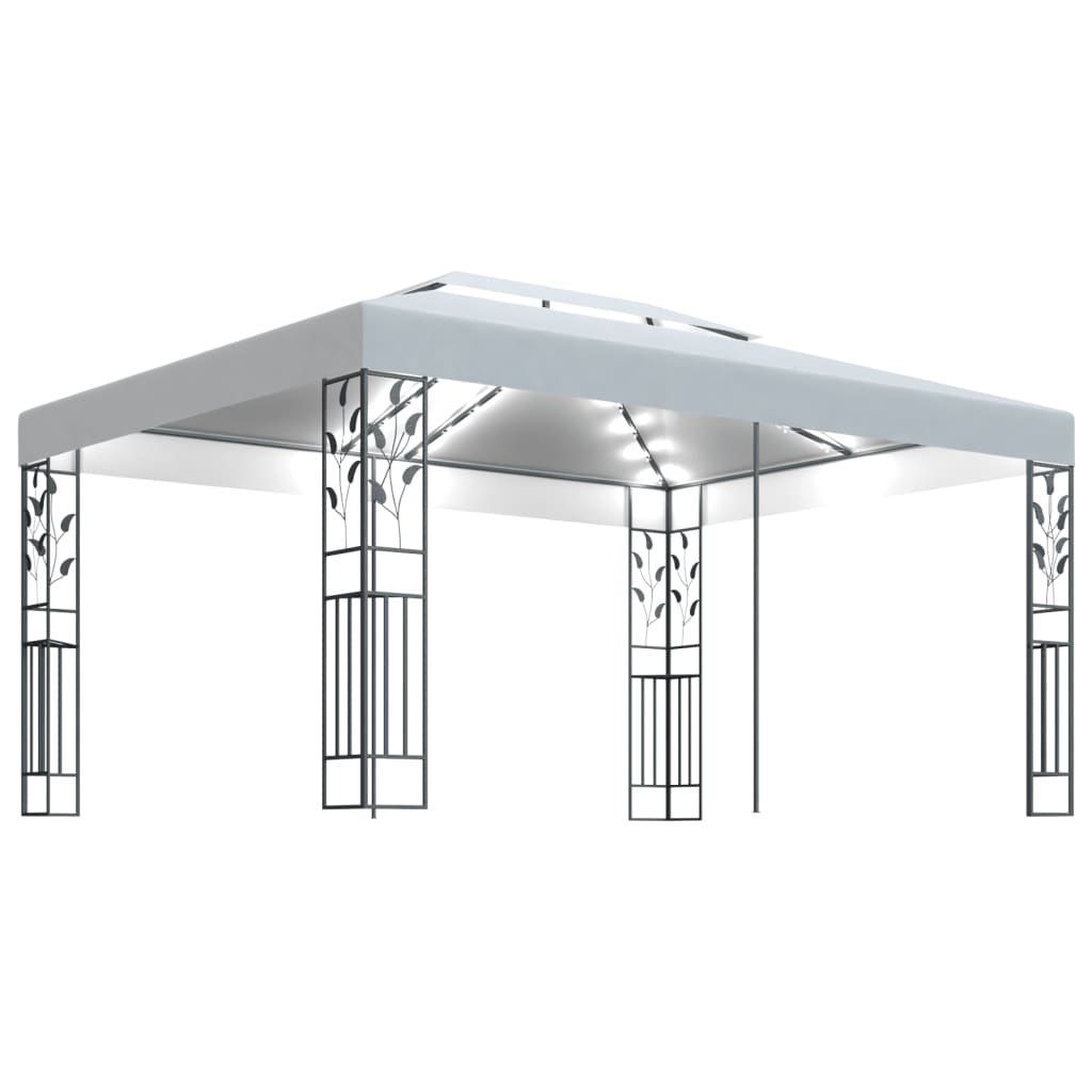 Pavilion Cu Acoperiș Dublu & Șiruri De Lumini Led, , 3X4 M