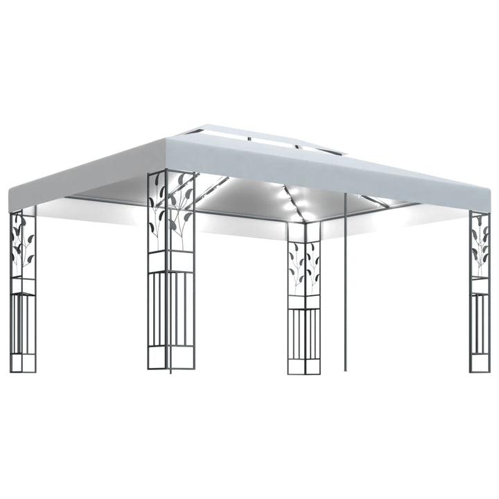 Pavilion Cu Acoperiș Dublu & Șiruri De Lumini Led, , 3X4 M